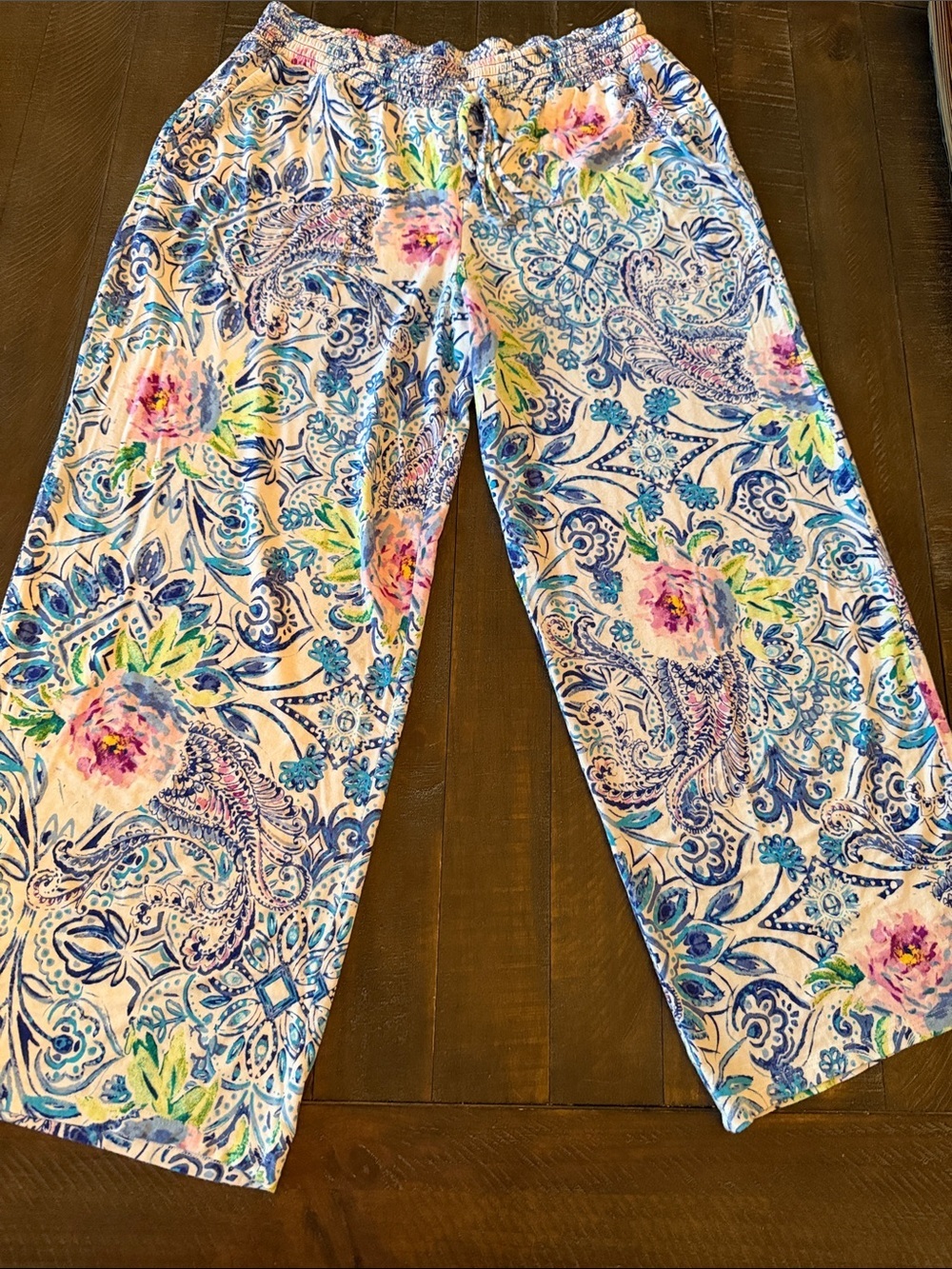 Soma Floral Paisley Lounge Pajama Pants in Blue, Pink, Green